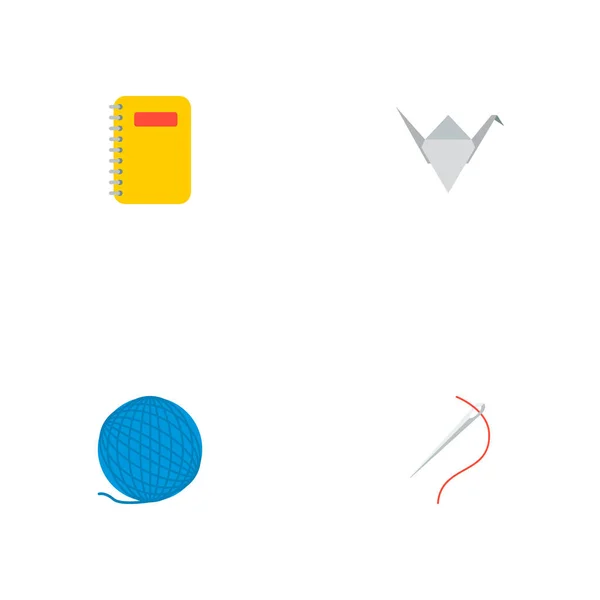 Ensemble d'icônes faites à la main symboles de style plat avec laine, couture, origami et autres icônes pour la conception de logo de votre application mobile web . — Image vectorielle