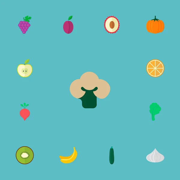 Set di icone per dessert simboli in stile piatto con insalata, zucca, cetriolo e altre icone per il tuo design del logo dell'app mobile web . — Vettoriale Stock