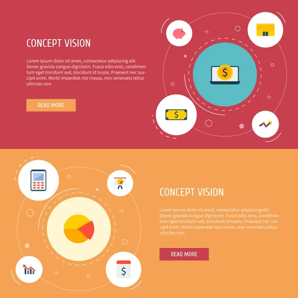 一套金融图标平面样式符号与存钱罐, 计算器, 图形和其他图标为您的网络移动应用程序徽标设计. — 图库矢量图片