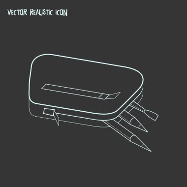 Kozmetik Çantası simgesini line öğesi. Web mobil app logo tasarımı için temiz arka plan üzerinde izole kozmetik çantası simgesini çizgi vektör çizim.