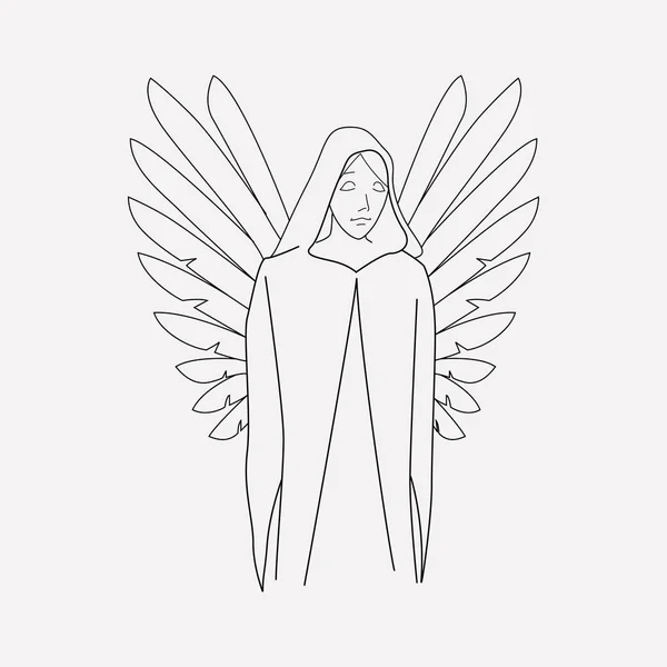 Elemento de línea del icono del ángel de la muerte. Ilustración vectorial de la línea de iconos del ángel de la muerte aislada en un fondo limpio para el diseño del logotipo de su aplicación móvil web . — Archivo Imágenes Vectoriales