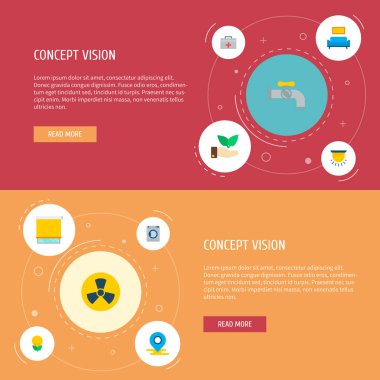 Konumu, radyasyon, çamaşır makinesi ve diğer simgeler web mobil app logo tasarımı için teknoloji simgeler düz stil sembollerle kümesi.