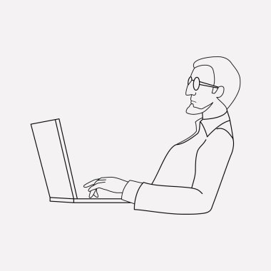 Programcı simgesi line öğesi. Web mobil app logo tasarımı için temiz arka plan üzerinde izole programcı simgesi çizgi vektör çizim.