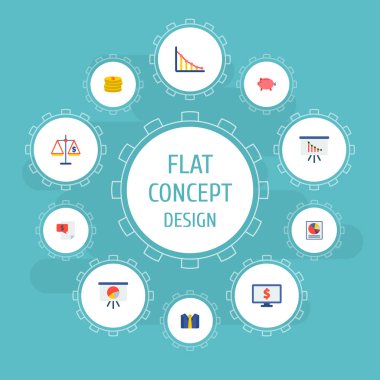 Grafiği, pasta grafik, araştırma ve diğer simgeler web mobil app logo tasarımı için analytics simgeler düz stil sembollerle kümesi.