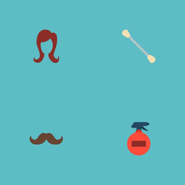 Conjunto de iconos de barbería símbolos de estilo plano con peluquería, laca para el cabello, bigote y otros iconos para el diseño del logotipo de su aplicación móvil web . — Foto de Stock