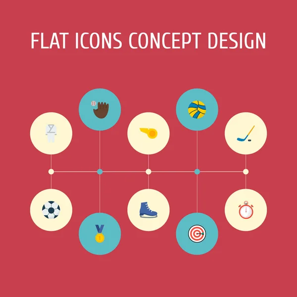 Ensemble d'icônes de sport symboles de style plat avec patins, kimono, football et autres icônes pour la conception de logo de votre application mobile web . — Photo
