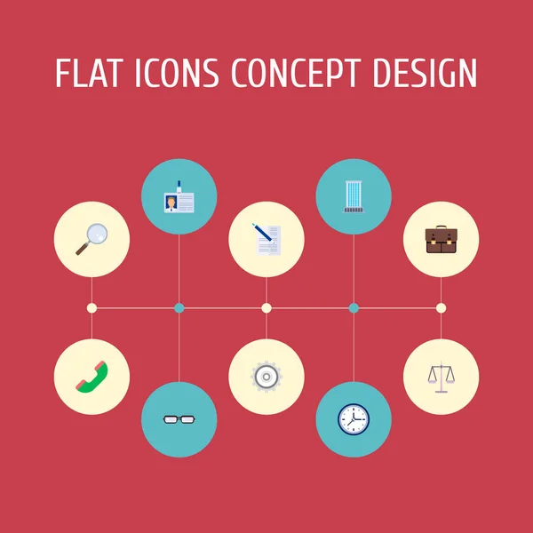 Ensemble d'icônes de travail symboles de style plat avec étui, document avec stylo, échelles et autres icônes pour la conception de logo de votre application mobile Web . — Photo