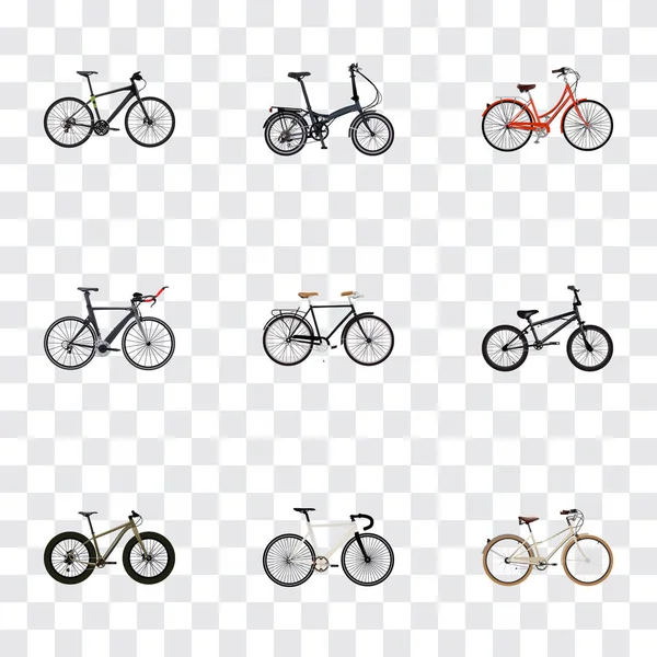 Set von transportrealistischen Symbolen mit bmx, stylisch, Fitness-Rad und anderen Symbolen für Ihr Web-App-Logo-Design. — Stockfoto