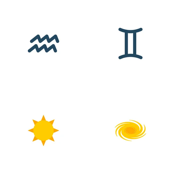 一套占星术图标平面样式符号与太阳, 阿库留斯, 星系和其他图标为您的网络移动应用程序徽标设计. — 图库照片