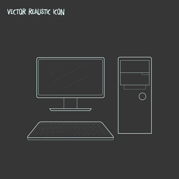 Elemento de línea de icono del ordenador. ilustración de la línea de iconos de computadora aislada en un fondo limpio para el diseño del logotipo de su aplicación móvil web . — Foto de Stock