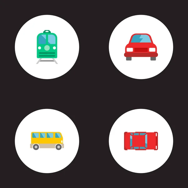 Elektrikli tren, Araba, ulaşım ve diğer simgeler web mobil app logo tasarımı için otomatik simgeler düz stil sembollerle kümesi. — Stok Vektör