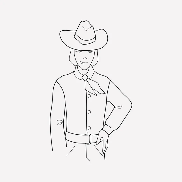 Cowboy ícone linha elemento. Ilustração vetorial da linha de ícone de vaqueiro isolada em fundo limpo para o design do logotipo do aplicativo móvel da web . — Vetor de Stock