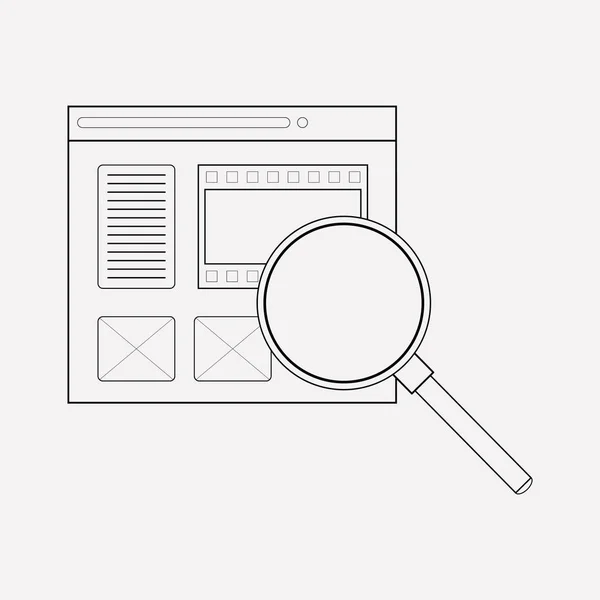 検索コンテンツ アイコン ライン要素。ウェブ モバイル アプリのロゴ デザインのきれいな背景に分離された検索コンテンツ アイコン ラインのベクトル イラスト. — ストックベクタ