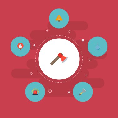 Dur işareti, macun spatulası, alarm ve diğer simgeler web mobil app logo tasarımı için sanayi simgeleri düz stil sembollerle kümesi.