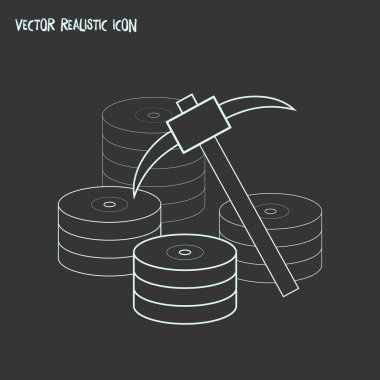 Veri madenciliği simgesi line öğesi. Veri incelemesi web mobil app logo tasarımı için temiz arka plan üzerinde izole simgesi çizgi vektör çizim.