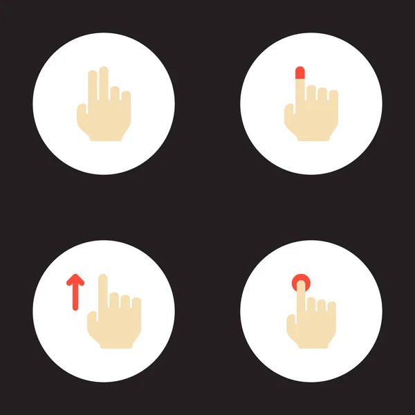 Conjunto de iconos de gesticulación símbolos de estilo plano con la prensa, la parte superior, el dedo y otros iconos para el diseño del logotipo de su aplicación móvil web . — Vector de stock
