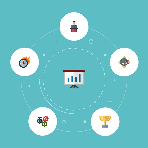 Conjunto de ícones de ideia símbolos de estilo plano com reunião, processo de fluxo de trabalho, apresentação e outros ícones para o design do logotipo do seu aplicativo móvel web . —  Vetores de Stock