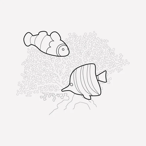 Coral recifes ícone elemento de linha. Ilustração vetorial da linha de ícones de recifes de coral isolados em fundo limpo para o design do logotipo do aplicativo móvel da web . —  Vetores de Stock
