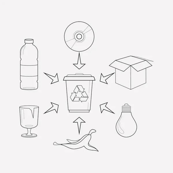 Elemento de linha ícone de separação de resíduos. Ilustração vetorial da linha de ícone de separação de resíduos isolada no fundo limpo para o design do logotipo do aplicativo móvel da web . — Vetor de Stock