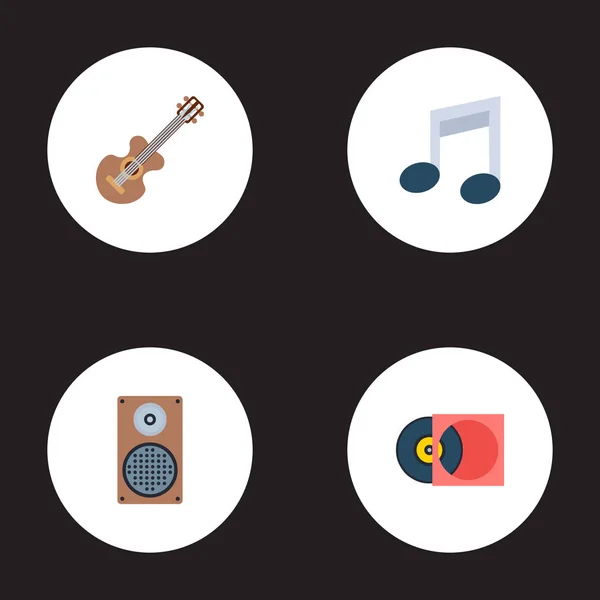 Набір символів мелодійного стилю з музичною нотою, вінілом, динаміком та іншими піктограмами для дизайну логотипу вашого мобільного додатка . — стокове фото