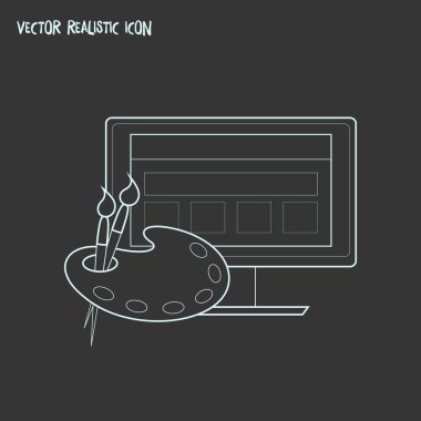 Web sitesi tasarım simgesi satır öğesi. Web sitesi tasarım simgesi satır web mobil app logo tasarımı için temiz arka plan üzerinde izole vektör çizim.