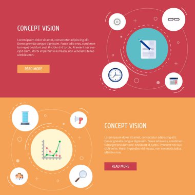 Grafik, İş Merkezi, saat ve diğer simgeler web mobil app logo tasarımı için iş simgeleri düz stil sembollerle kümesi.