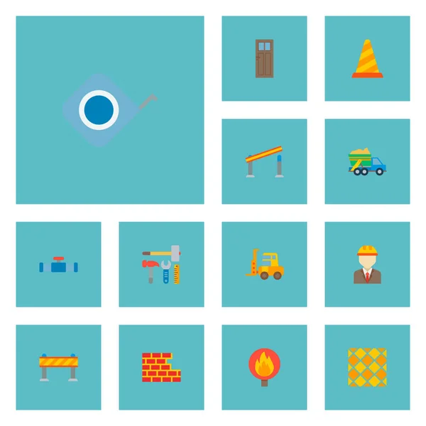 Set industrie pictogrammen vlakke stijl symbolen met vuilniswagen, heftruck, ingenieur en andere pictogrammen voor uw web mobiele app logo ontwerp. — Stockvector