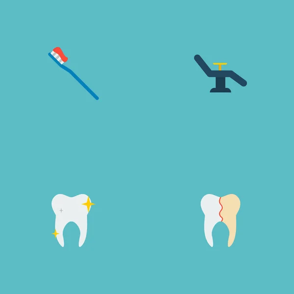 Set of dental icons flat style symbols with dentist chair, reconstruction, tooth and other icons for your web mobile app logo design.