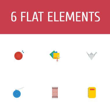 El yapımı simgeler düz stil sembollerle renkli kağıtlar, scrapbooking, örgü ve web mobil app logo tasarımı için diğer simgeler kümesi.