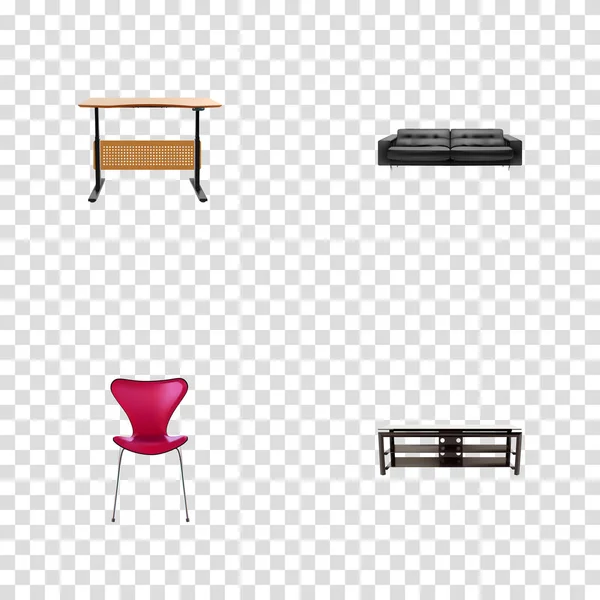 Conjunto de símbolos realistas de muebles con mesa, asientos, escritorio y otros iconos para el diseño del logotipo de su aplicación móvil web . —  Fotos de Stock