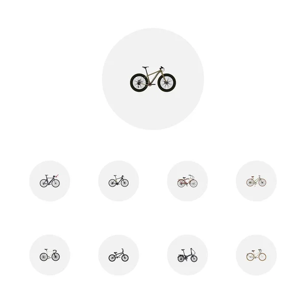 Set of bike realistic symbols with track cycle, woman cycle, fitness wheel and other icons for your web mobile app logo design. — Stock Photo, Image