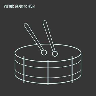 Davul simgesi line öğesi. Web mobil app logo tasarımı için temiz arka plan üzerinde izole davul simgesi çizgi vektör çizim.