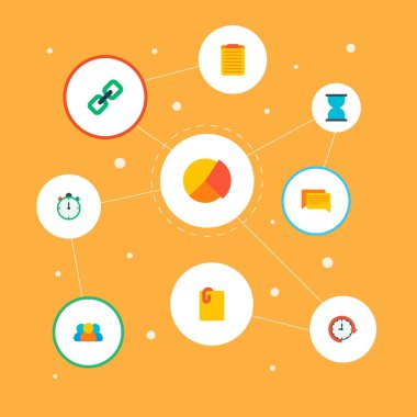 Pasta grafik, kum saati, proje simgeleri düz stil sembollerle kümesi eklemek dosya ve diğer simgeler web mobil app logo tasarımı için.