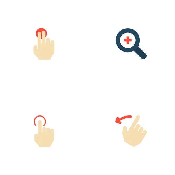 Set gebaren pictogrammen vlakke stijl symbolen met houden, enkel onttrekt, achteruit en andere pictogrammen voor uw web mobiele app logo ontwerp. — Stockvector