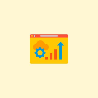 Web sitesi optimizasyonu simgesi düz öğe. illüstrasyon izole web mobil app logo tasarımı için temiz arka plan üzerinde düz web sitesi optimizasyonu simgesinin.