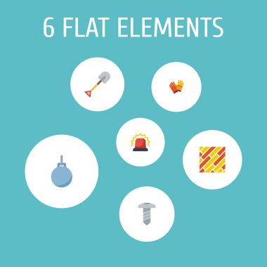 Sanayi simgeleri düz stil sembolleri vida, top, döşeme ve diğer simgeler web mobil app logo tasarımı için yıkım ile kümesi.