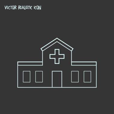 Tıp Merkezi simgesini line öğesi. Web mobil app logo tasarımı için temiz arka plan üzerinde izole Tıp Merkezi simgesini çizgi vektör çizim.