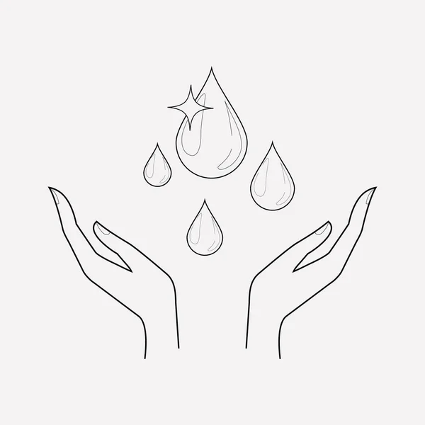 水アイコンの行の要素を保存します。ウェブ モバイル アプリのロゴ デザインのきれいな背景に分離された水アイコン ライン保存のベクトル イラスト. — ストックベクタ