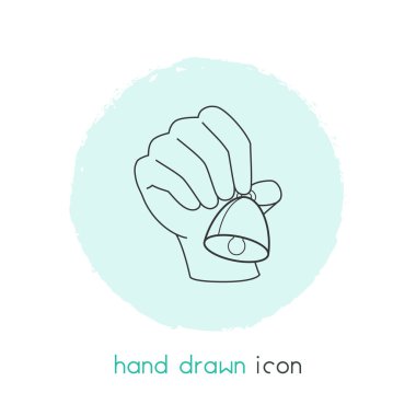 El çan simgesi line öğesi. Web mobil app logo tasarımı için temiz arka plan üzerinde izole el çan simgesi çizgi vektör çizim.