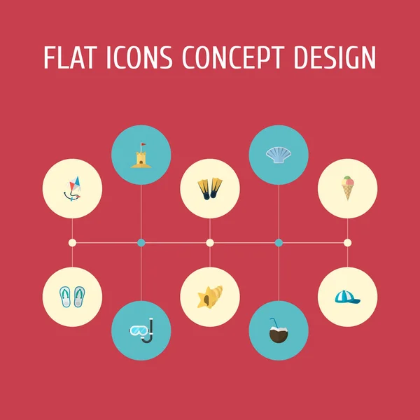 Ensemble d'icônes d'été symboles de style plat avec cerf-volant, palmes, masque de plongée et autres icônes pour la conception de logo de votre application mobile web . — Photo