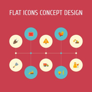 Endüstriyel simgeler düz stil simgeleri ile çalışma, tarak ve diğer simgeler web mobil app logo tasarımı için sondaj koruyucu kostüm set.