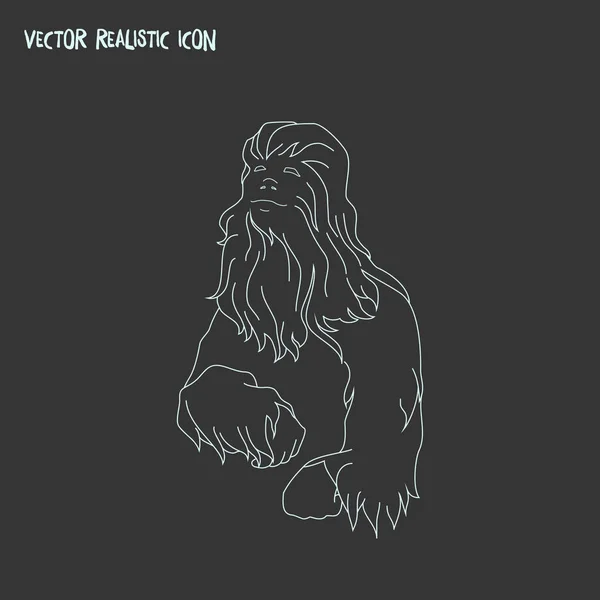 Chewbacca simgesi line öğesi. Chewbacca simgesi satır web mobil app logo tasarımı için temiz arka plan üzerinde izole vektör çizim.