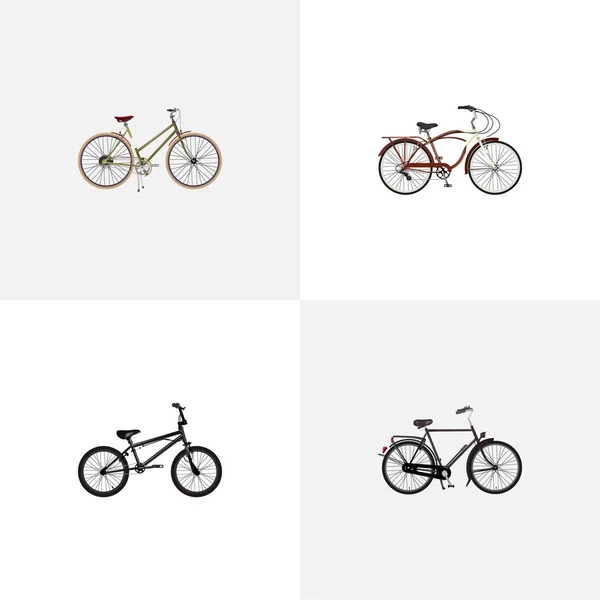 Set vervoer realistische symbolen met Nederlandse vélocipède, vrouw cyclus, cruise fiets en andere pictogrammen voor uw web mobiele app logo ontwerp. — Stockfoto