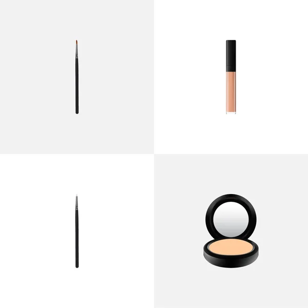 Zestaw symboli realistyczne szminki z korektora, proszek, kosmetyczne kij i inne ikony dla projektu logo mobilnych aplikacji sieci web. — Wektor stockowy