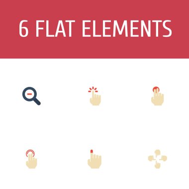 Dokunmatik ekran, Büyüteç, tutun ve diğer simgeler web mobil app logo tasarımı için emniyet simgeler düz stil sembollerle kümesi.