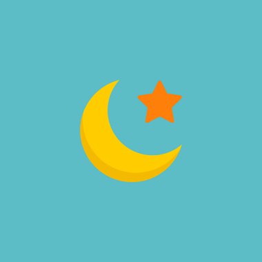 Ay simge düz öğe. illüstrasyon izole web mobil app logo tasarımı için temiz arka plan üzerinde düz ay simgesinin.