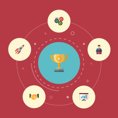 İş akışı işlemi, ortaklık, denize indirmek ve diğer simgeler web mobil app logo tasarımı için projeler simgeler düz stil sembollerle kümesi.