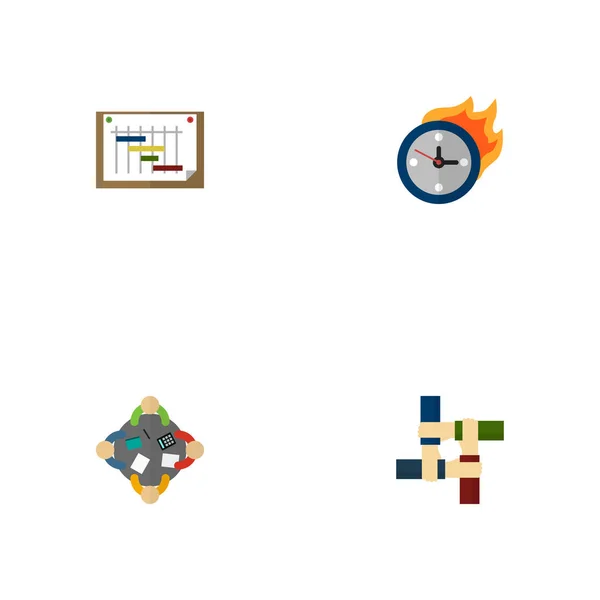Conjunto de ícones de inicialização símbolos de estilo plano com planejamento, reunião, prazo e outros ícones para o design do logotipo do aplicativo móvel da web . — Fotografia de Stock