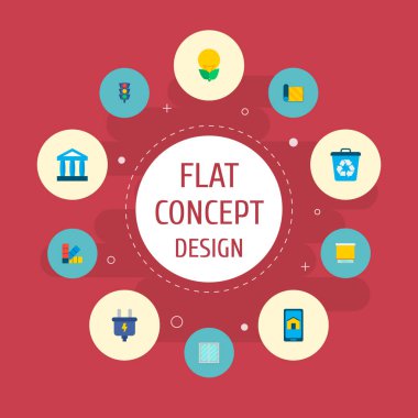 Teknoloji simgeler düz stil sembolleri akıllı app, pencere, az trafik ve web mobil app logo tasarımı için diğer simgeler kümesi.