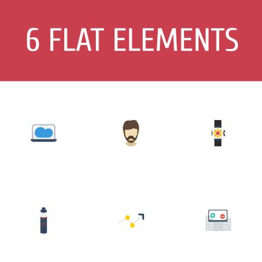 Modaya uygun simgeleri düz stil sembollerle akıllı izle, eğilim, artırılmış gerçeklik ve diğer simgeler web mobil app logo tasarımı için kümesi.